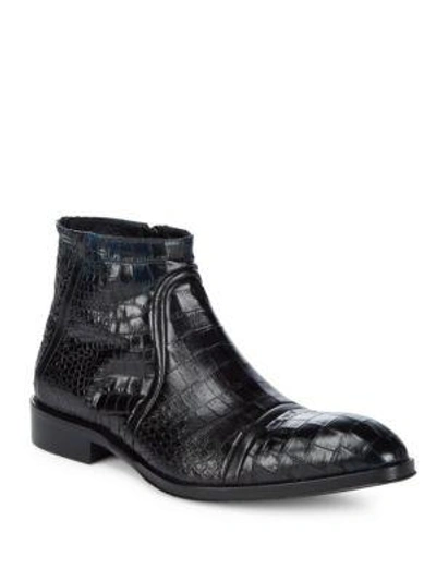 Jo Ghost Almond Toe Leather Ankle Boots In Blue