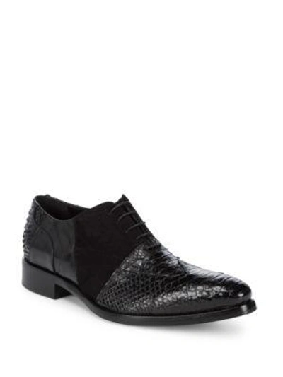 Jo Ghost Lace-up Embossed Leather Oxfords In Black