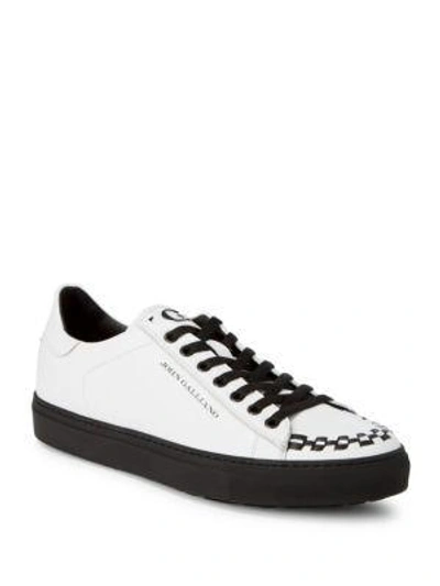 John Galliano Braided Leather Sneakers In White