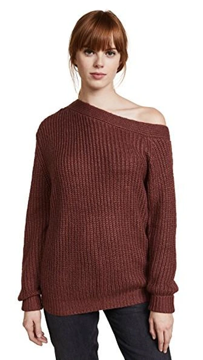 Minkpink Asymmetrical Sweater In Mulberry