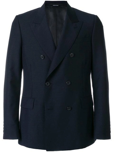 Alexander Mcqueen Double Breasted Blazer In Blue