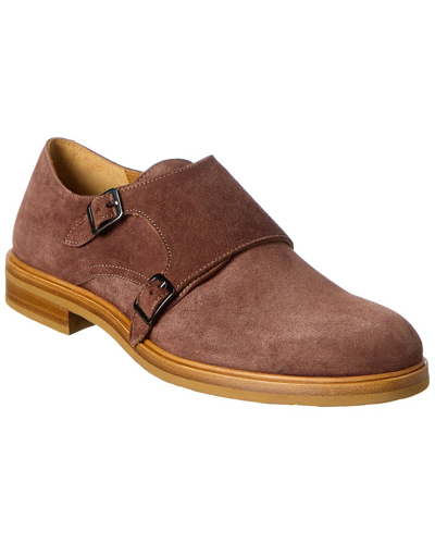 Antonio Maurizi Double Monk Suede Loafer In Brown