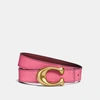 Coach Sculpted Signature Reversible Belt In Pink - Size 40 In Bright Pink/wine/brass