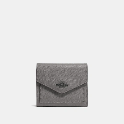 Coach Small Wallet In Dark Gunmetal/heather Grey