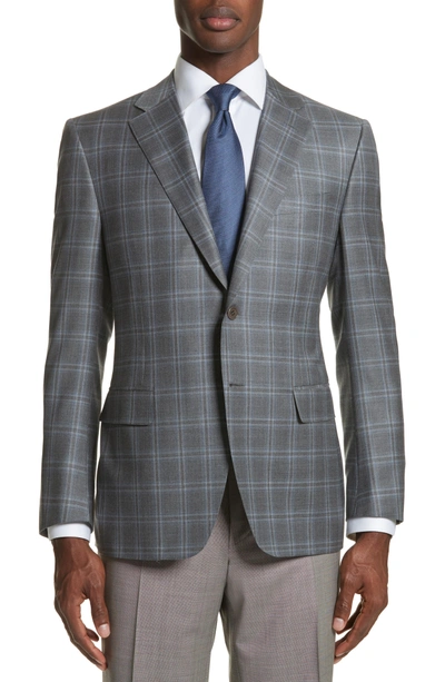 Canali Classic Fit Plaid Wool Sport Coat In Grey