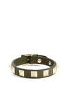 Valentino Garavani Rockstud Leather Bracelet In Green