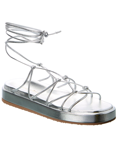 Gianvito Rossi Minas Leather Flatform Sandal In Silver