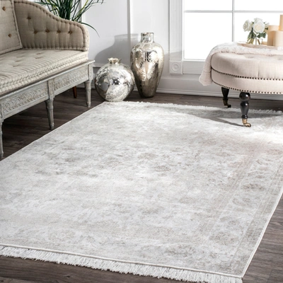 Nuloom Vintage Floral Elyse Fringe Area Rug In White