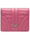 Prada Pink Leather French Wallet In Pink&purple