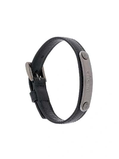 Prada Black & Gunmetal Saffiano Bracelet