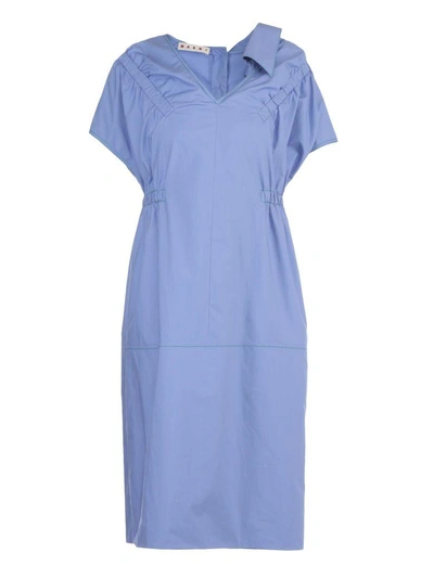 Marni Cotton Dress In Iris Blue