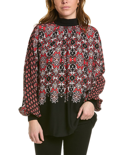 Reiss Maisie Patchwork Top In Red