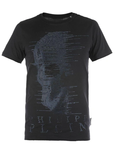 Philipp Plein Cotton T-shirt In Black-blue