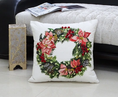 Vibhsa Christmas Throw Pillow Wreath In Multi