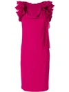 Givenchy Ruffle Strap Shift Dress In Fushia