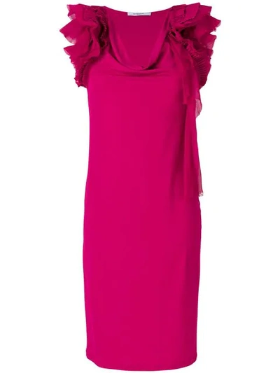 Givenchy Ruffle Strap Shift Dress In Fushia