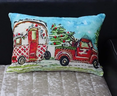Vibhsa Hand Illustrated Christmas Cravan Holiday Pillow In Multi