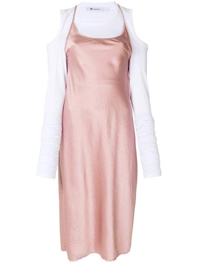 Alexander Wang T Woven Pink Silk Dress In Rose-pink