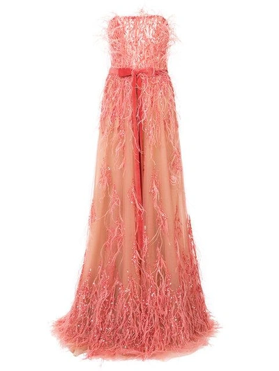 Marchesa Embroidered Maxi Dress In Pink