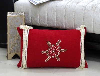 Vibhsa Red Christmas Throw Pillow Snowflake In Multi