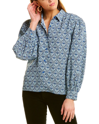 Garrie B Crepe Blouse In Blue