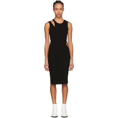 Helmut Lang Ribbed Jersey Cut Out Dress In Black