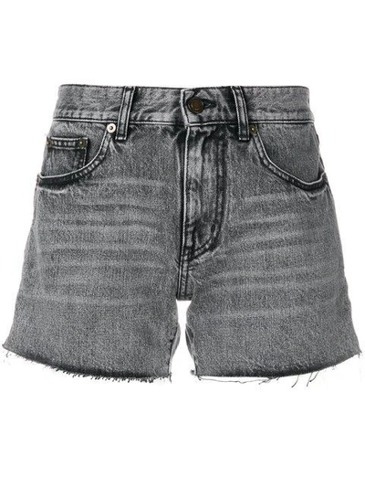 Saint Laurent Faded Mini Shorts In Grey