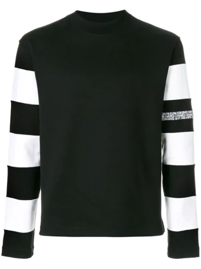 Calvin Klein 205w39nyc Striped Sleeve Sweatshirt In Black