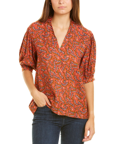 Garrie B Moss Crepe Top In Orange