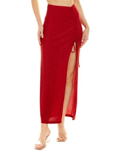 Sonya Ruched Maxi Skirt In Red