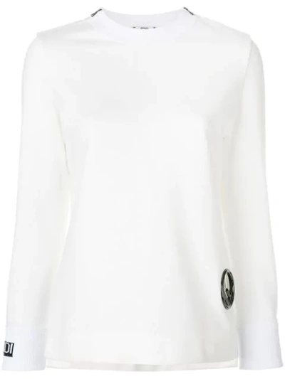 Fendi Logo Patch Sweatshirt In F0znm White