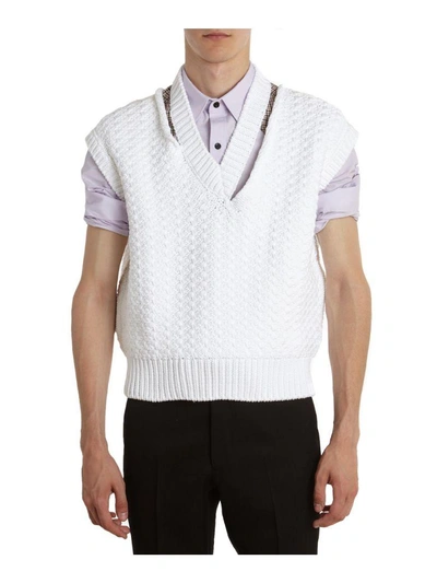 Raf Simons Cotton Cropped Vest In Bianco