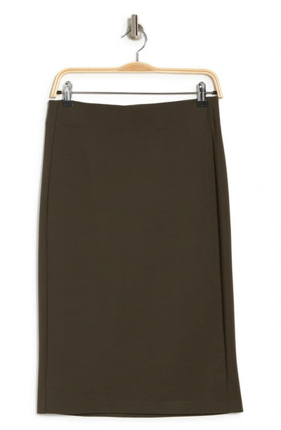 T Tahari Pull-on Ponte Pencil Skirt In Olive