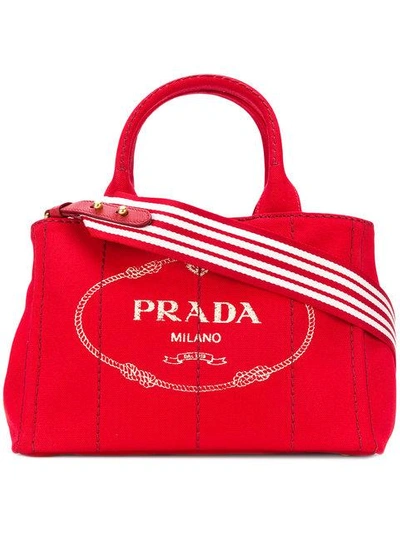 Prada Structured Tote Bag In Red