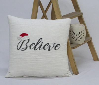 Vibhsa Christmas Throw Pillow With Text In Multi
