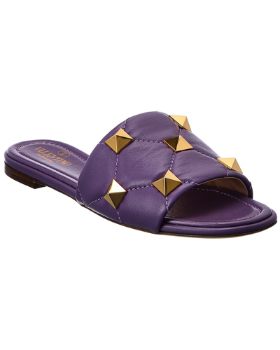 Valentino Garavani Valentino Roman Stud Leather Sandal In Purple