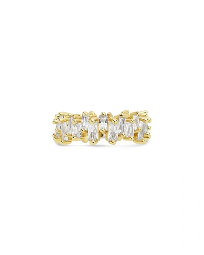 Sterling Forever Sterling Silver Cz Staggered Eternity Ring In Gold