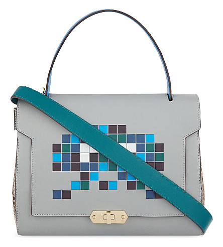 Anya Hindmarch Bathurst Space Invaders Small Leather Satchel In Light ...