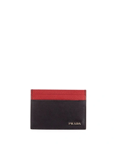 Prada Colorblock Saffiano Leather Card Case