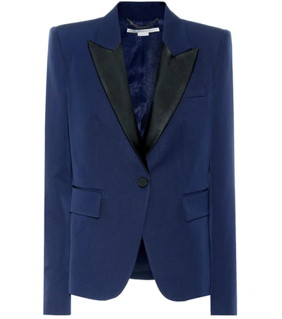 Stella Mccartney Wool Tuxedo Blazer In Blue