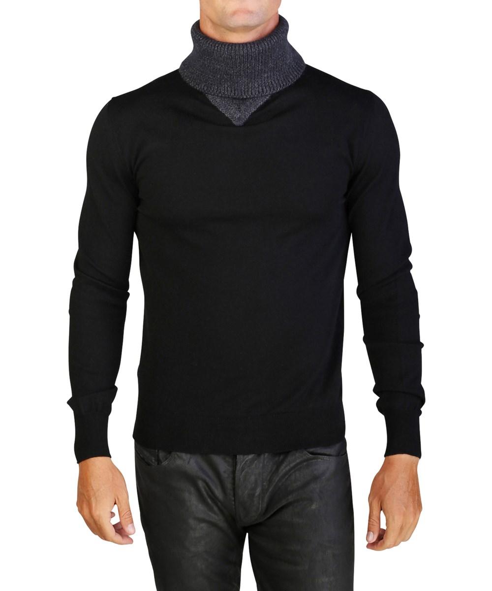 Dior Homme Virgin Wool Turtleneck Sweater Black Blue | ModeSens