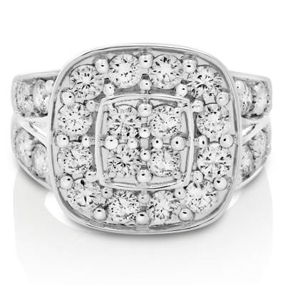 Vir Jewels 2 Cttw Diamond Engagement Ring Cushion Shape With 2 Row 14k White Gold Bridal