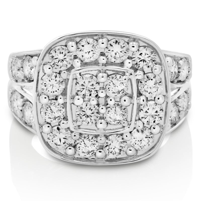 Vir Jewels 2 Cttw Diamond Engagement Ring Cushion Shape With 2 Row 14k White Gold Bridal In Silver