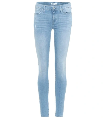 7 For All Mankind Mid-rise Skinny Jeans In Blue