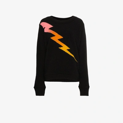 The Elder Statesman Lightning Intarsia Jumper In Black