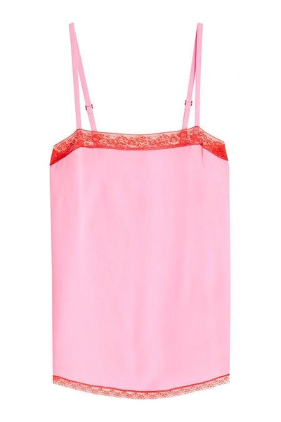 Zadig & Voltaire Carmen Silk Camisole With Lace In Flamingo
