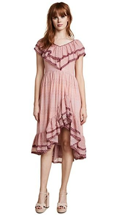 Loveshackfancy Elena Ruffled Printed Silk-georgette Dress In Medina Pink
