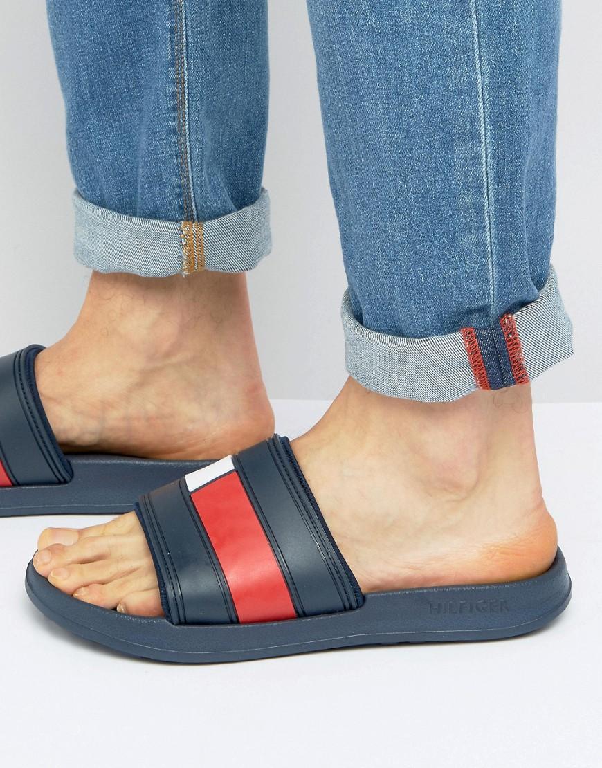 navy tommy hilfiger sliders