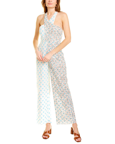 Ash & Eden Sarah Halter Neck Jumpsuit In Blue