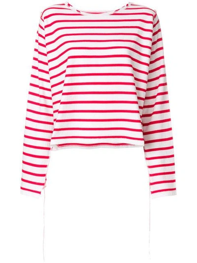Mm6 Maison Margiela Striped Long Sleeve T-shirt - White Mm6 Maison Margiela Striped Long Sleeve T-shirt - White